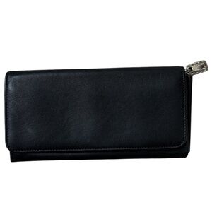Fossil black soft leather clutch wallet with a snap closure